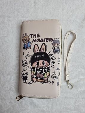 The Monsters Labubu Zip-Around Wallet Wristlet - Cream